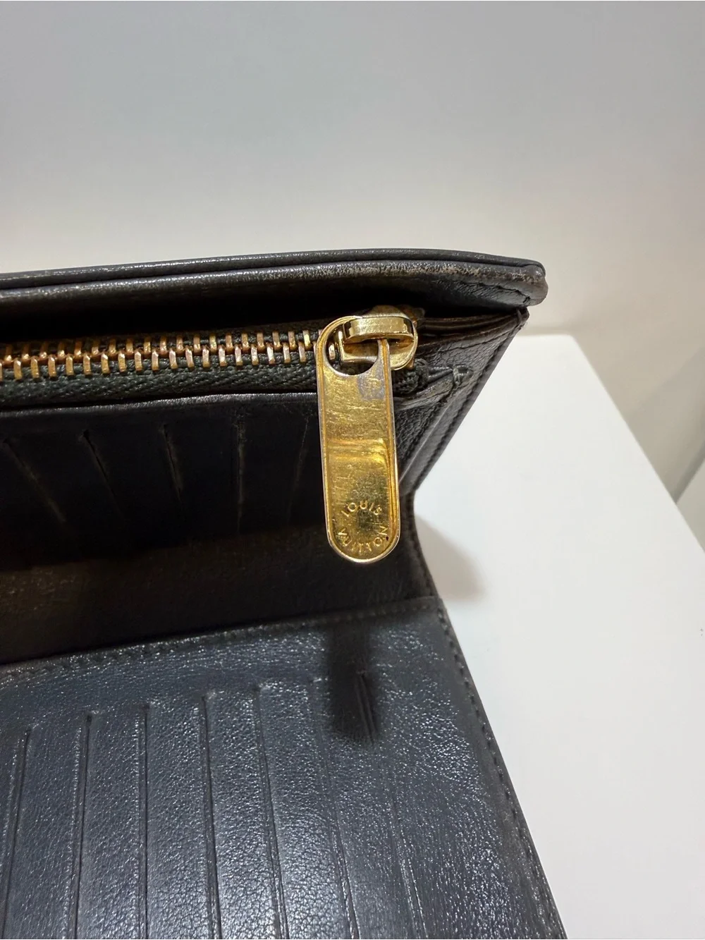 Louis Vuitton Charcoal Mahina Leather Clasp Wallet